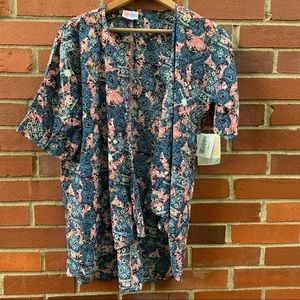 NWT LulLaRoe Bianka blue floral kimono cover up- 3
